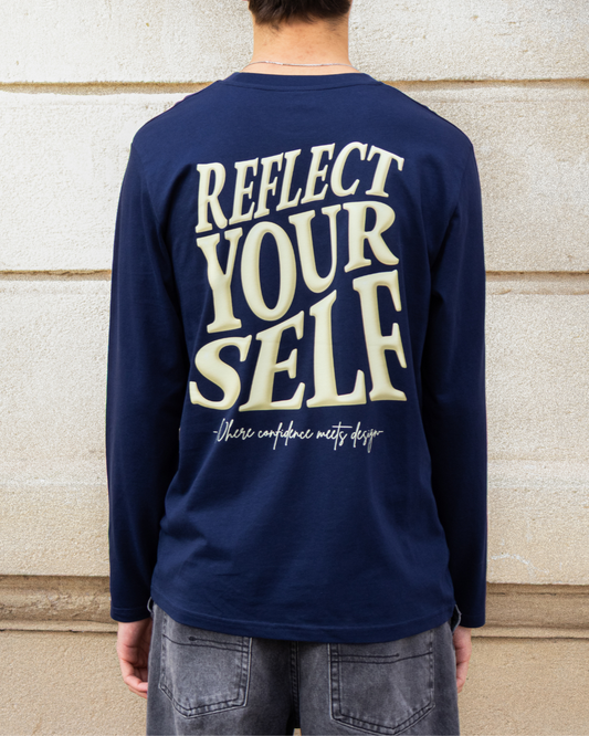 Long sleeve navy blue t-shirt - Reflect Yourself